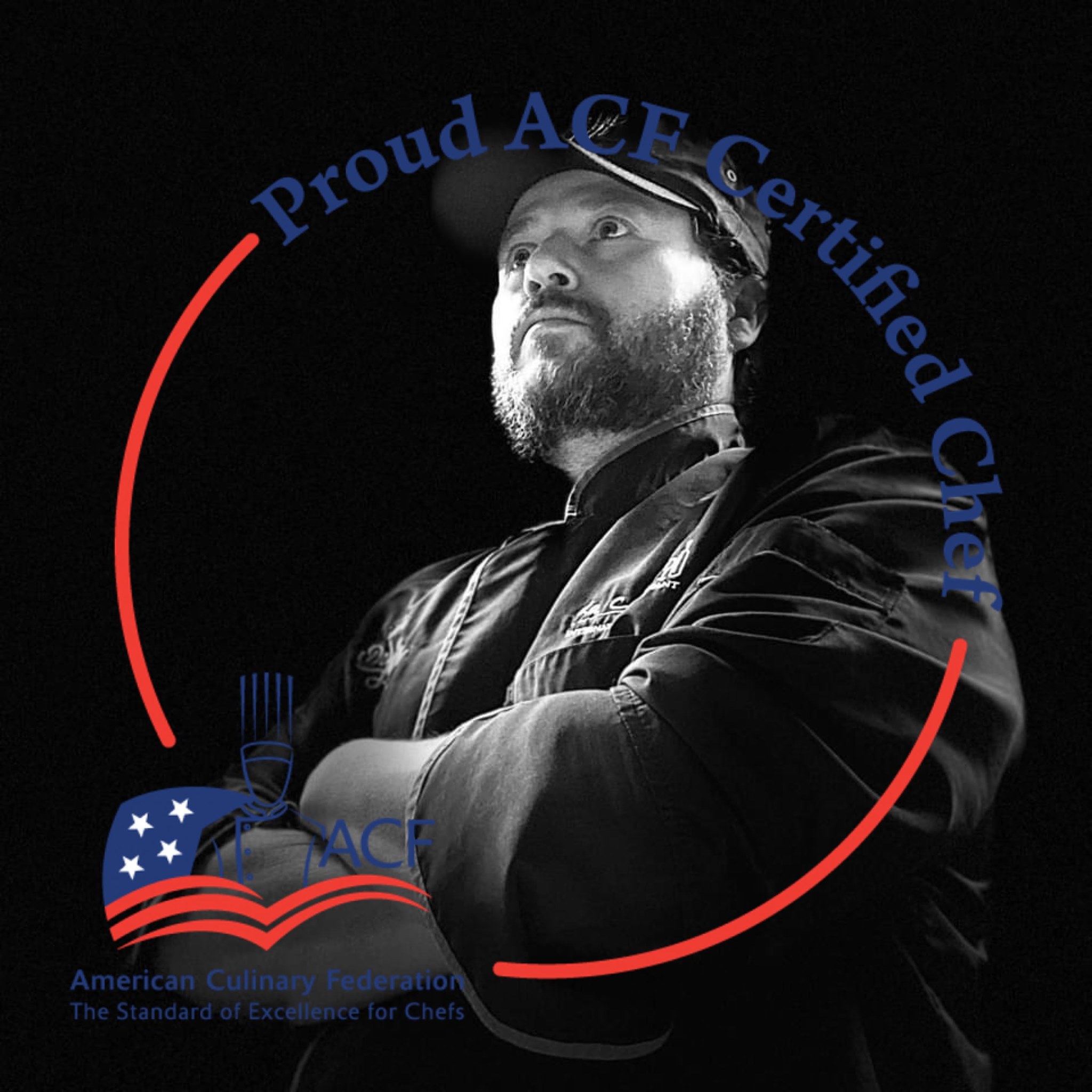 Chef J with ACF Certified Chef badge