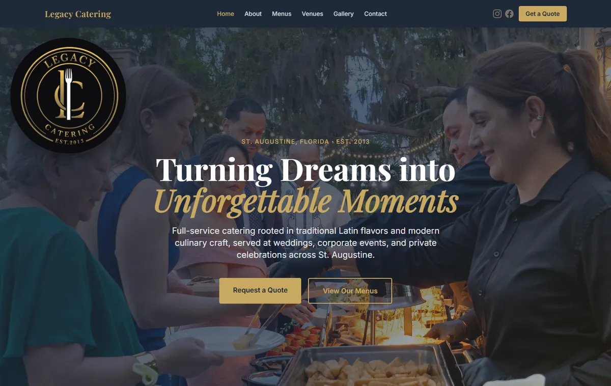 Home page of legacycateringfl.com